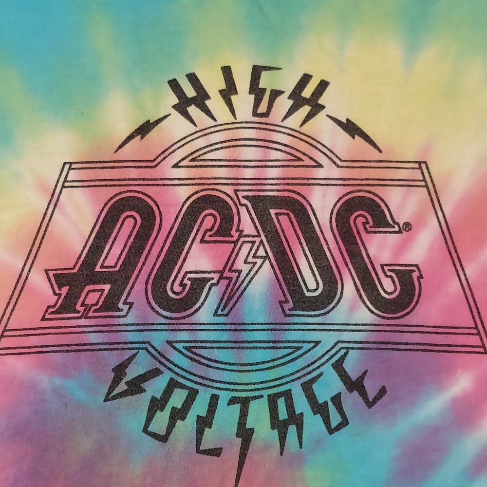 AC/DC Shirt Mens Large Tie-Dye High Voltage Short Sleeve Tee